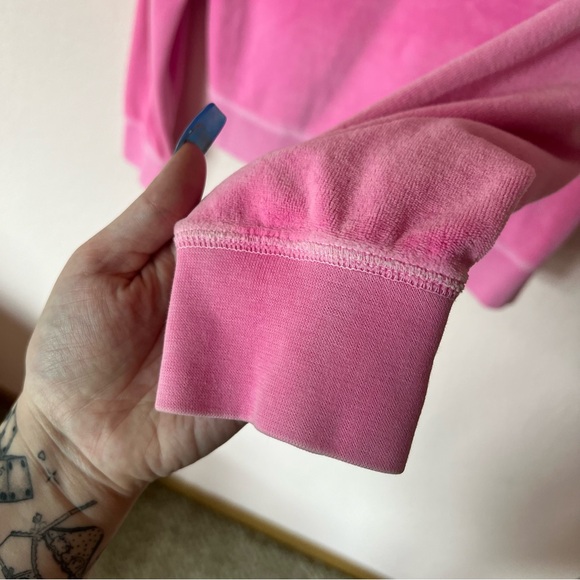 Y2K mcbling bubblegum pink juicy couture rhinestone J zipper velour hoodie - Picture 9 of 10